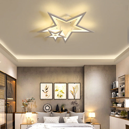 Modern Acrylic Star Led Ceiling Light - White Dining Room Fixture / 19.5’ Warm