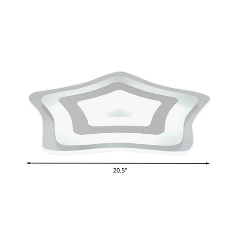Sleek Acrylic Star Ceiling Lamp: Modern Led Flush Light In White Ideal For Hotels