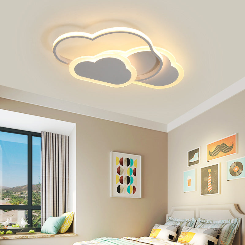 Pink Cloud Led Flush Light For Girls’ Bedroom Ceiling - Cute Acrylic Cartoon Design