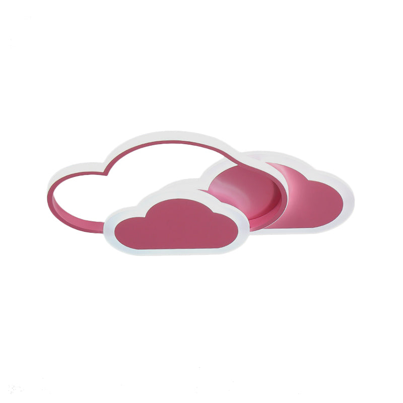 Pink Cloud Led Flush Light For Girls’ Bedroom Ceiling - Cute Acrylic Cartoon Design