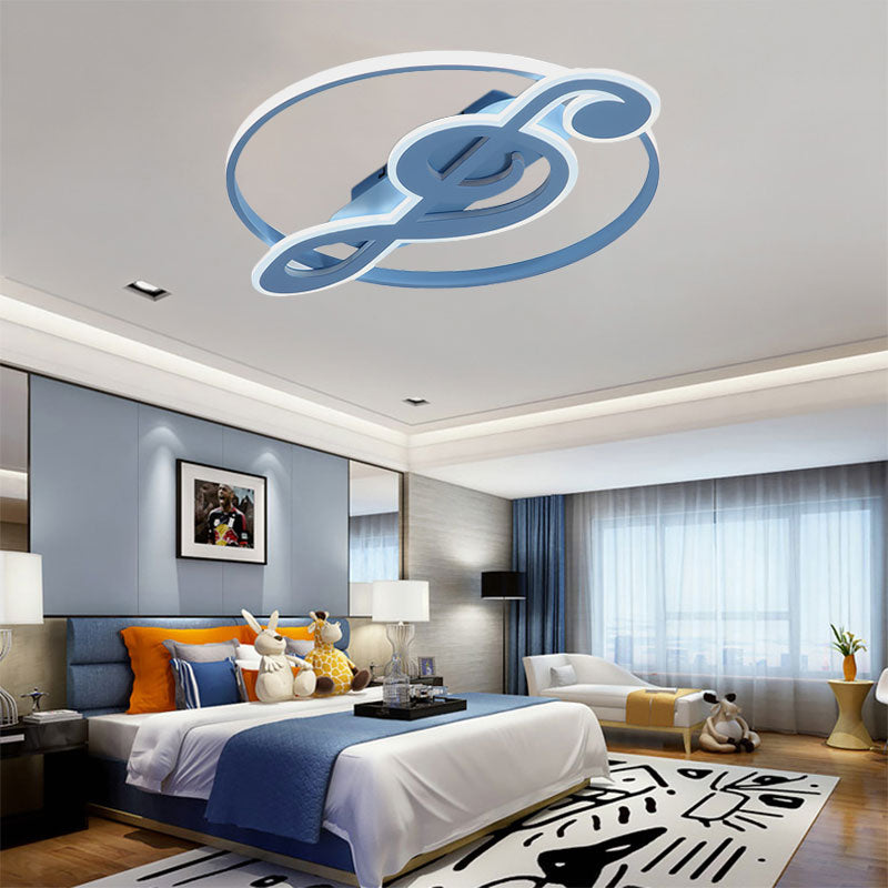 Kid’s Candy Colored Musical Note Ceiling Mount Light - Macaron Loft Acrylic Led Flush Blue / White