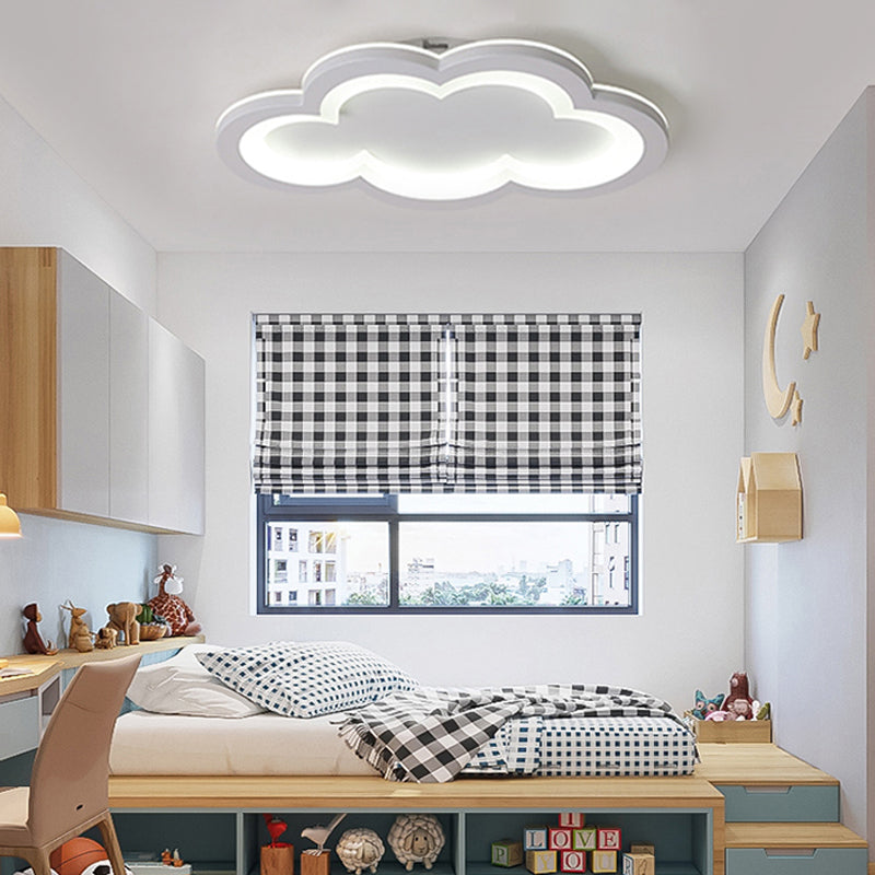 Modern Acrylic Led Flush Mount Cloud Ceiling Light For Play Room White / 21.5’