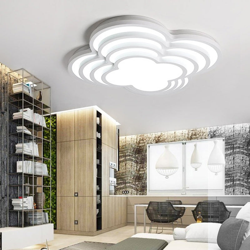 Contemporary White Led Flower Ceiling Light Fixture - Multi - Tier Acrylic Design / 16.5’