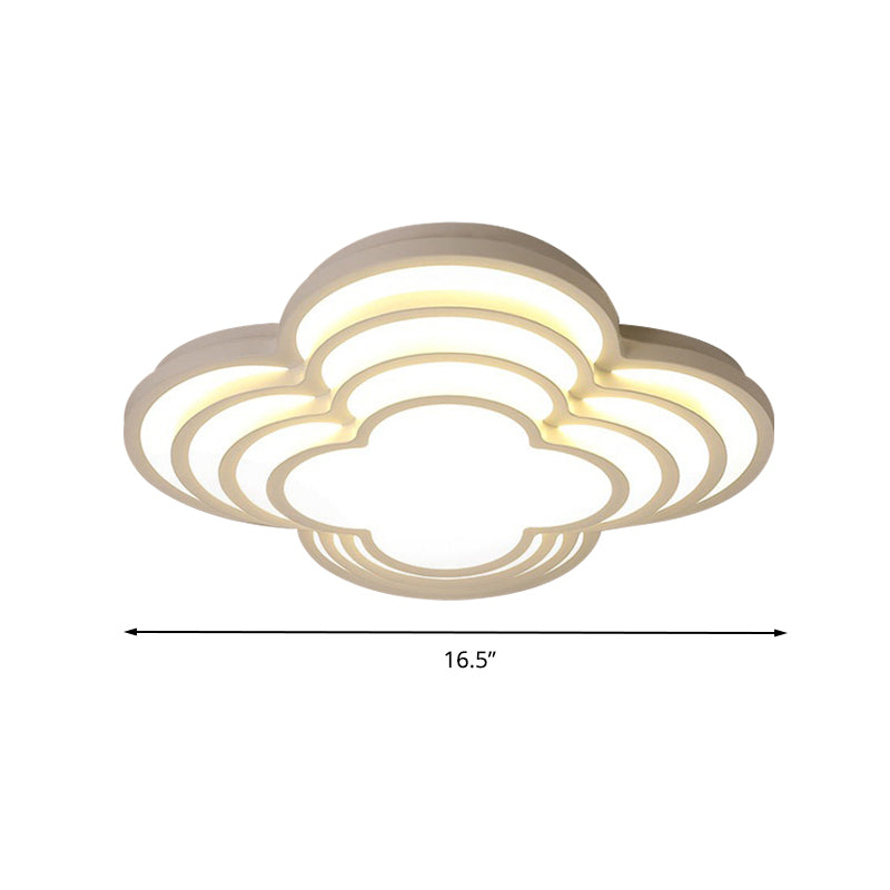 Contemporary White Led Flower Ceiling Light Fixture - Multi-Tier Acrylic Design