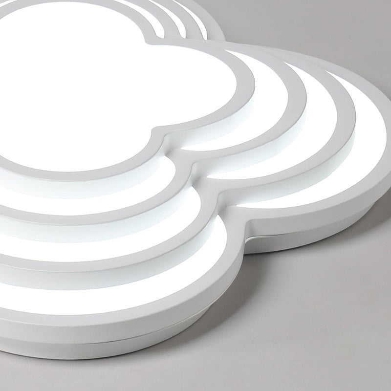 Contemporary White Led Flower Ceiling Light Fixture - Multi-Tier Acrylic Design