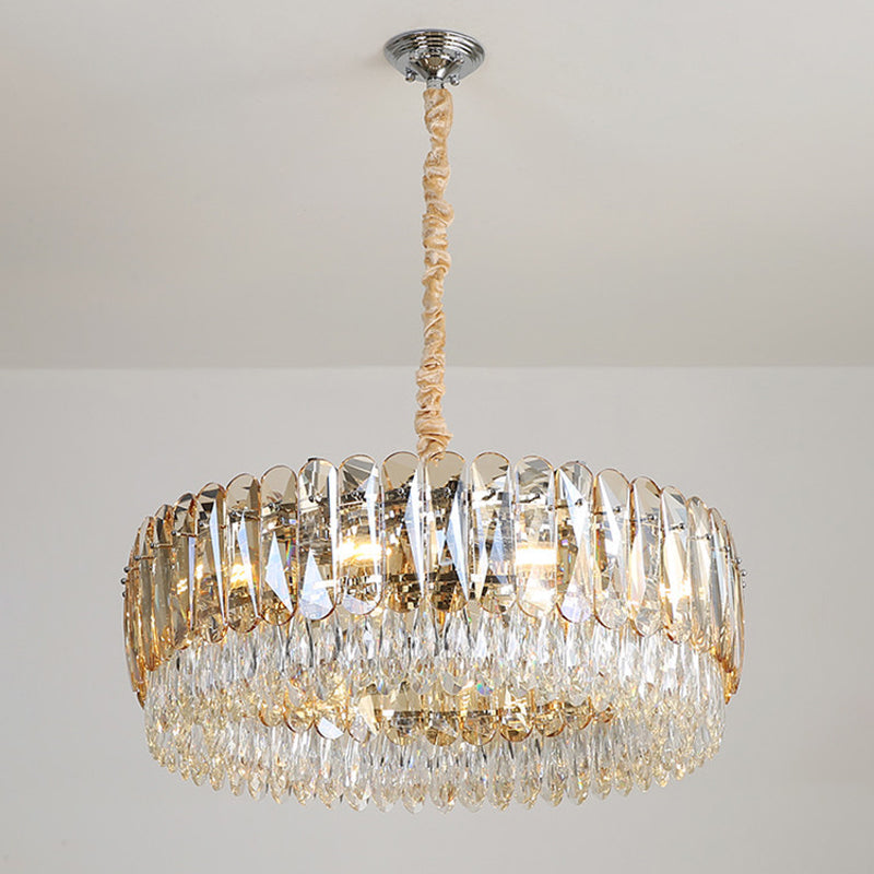 Modern Crystal Round Chandelier Pendant Light With 6/10 Silver Heads Ideal For Bedroom Suspension