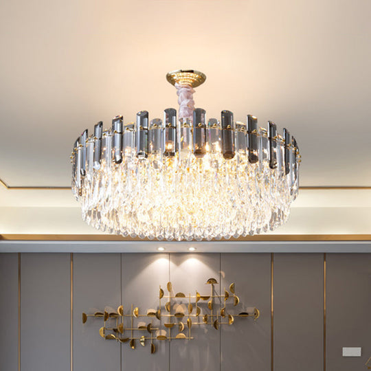 Modern Crystal Circular Living Room Pendant Chandelier - 5/12/18-Light Gold Hanging Light 9 /