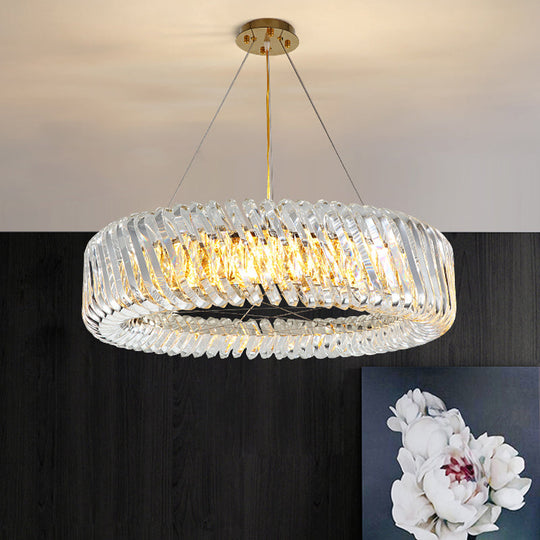 Minimalist K9 Crystal Chandelier Pendant Light Fixture - Available In 4/8/12 Lights Gold