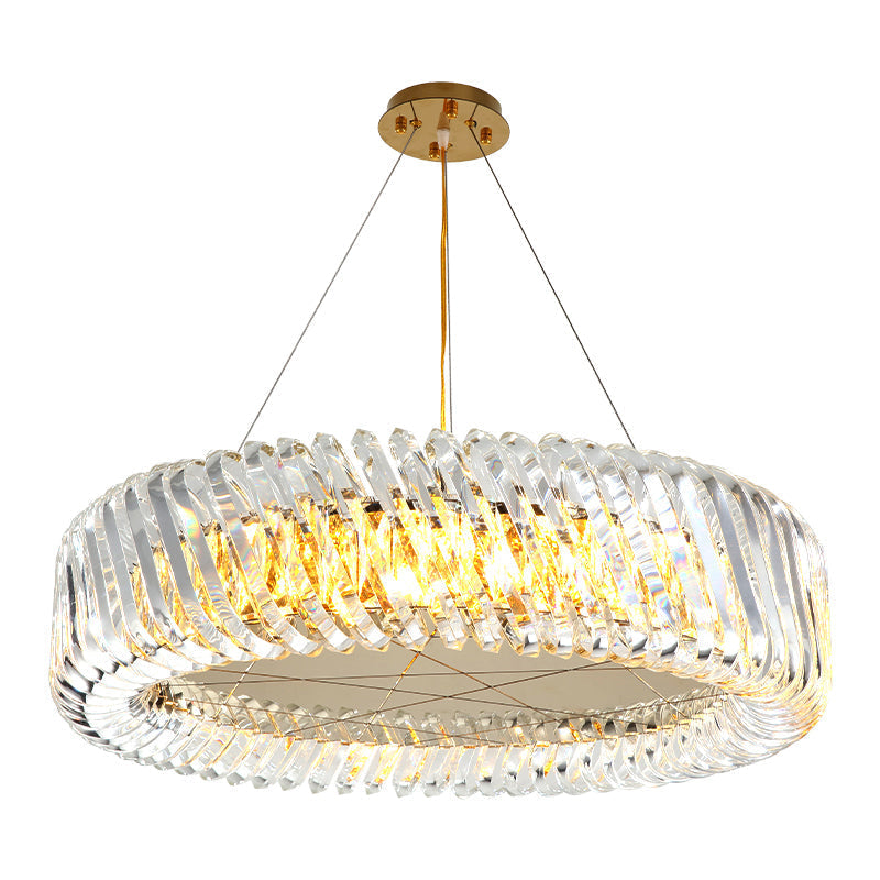Minimalist K9 Crystal Chandelier Pendant Light Fixture - Available In 4/8/12 Lights Gold