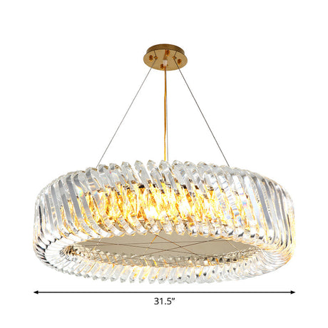 Minimalist K9 Crystal Chandelier Pendant Light Fixture - Available In 4/8/12 Lights Gold
