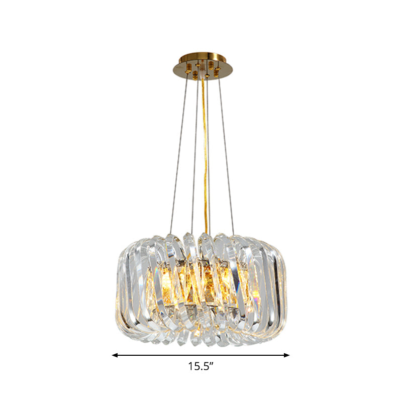 Minimalist K9 Crystal Chandelier Pendant Light Fixture - Available In 4/8/12 Lights Gold