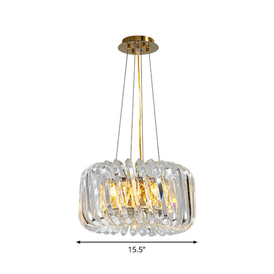 Minimalist K9 Crystal Chandelier Pendant Light Fixture - Available In 4/8/12 Lights Gold