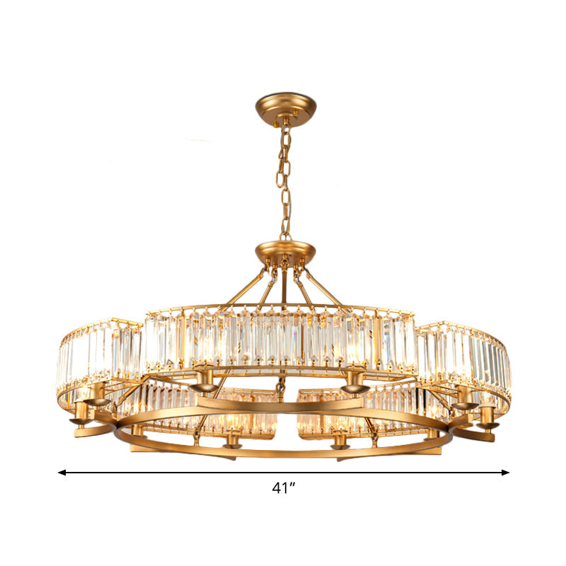 Modern Gold Crystal Prism Chandelier Pendant Light - 6/8/10 Bulb Dining Room Hanging Lamp