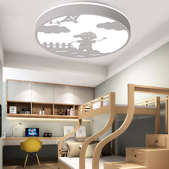 Nordic Led Flush Mount Light With Metal Circular Ceiling Fixture And Boy Deco - Bathroom Style