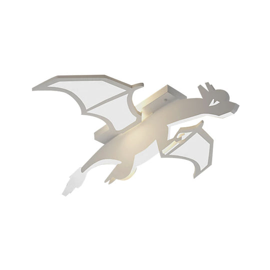 White Acrylic Led Ceiling Fixture In The Shape Of Charizard For Boys’ Bedrooms - Mounted Pendant