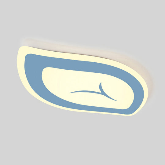 Macaron Nursing Room Led Ceiling Light Fixture - Flush Mount Acrylic Leaf Design