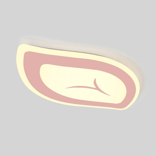Macaron Nursing Room Led Ceiling Light Fixture - Flush Mount Acrylic Leaf Design