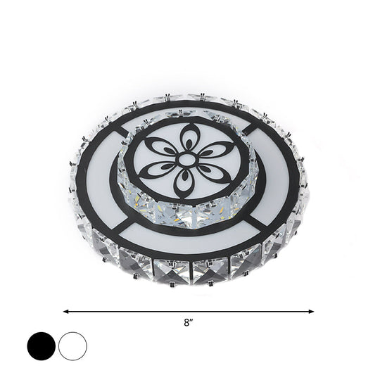 Minimalist Led Crystal Flush Mount Ceiling Lamp With Acrylic Geometry And Floral Pattern