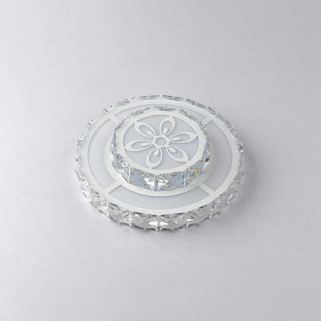 Minimalist Led Crystal Flush Mount Ceiling Lamp With Acrylic Geometry And Floral Pattern