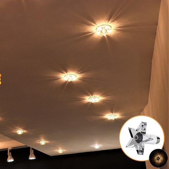 Contemporary Led Star-Shaped Crystal Ceiling Lamp For Hallway