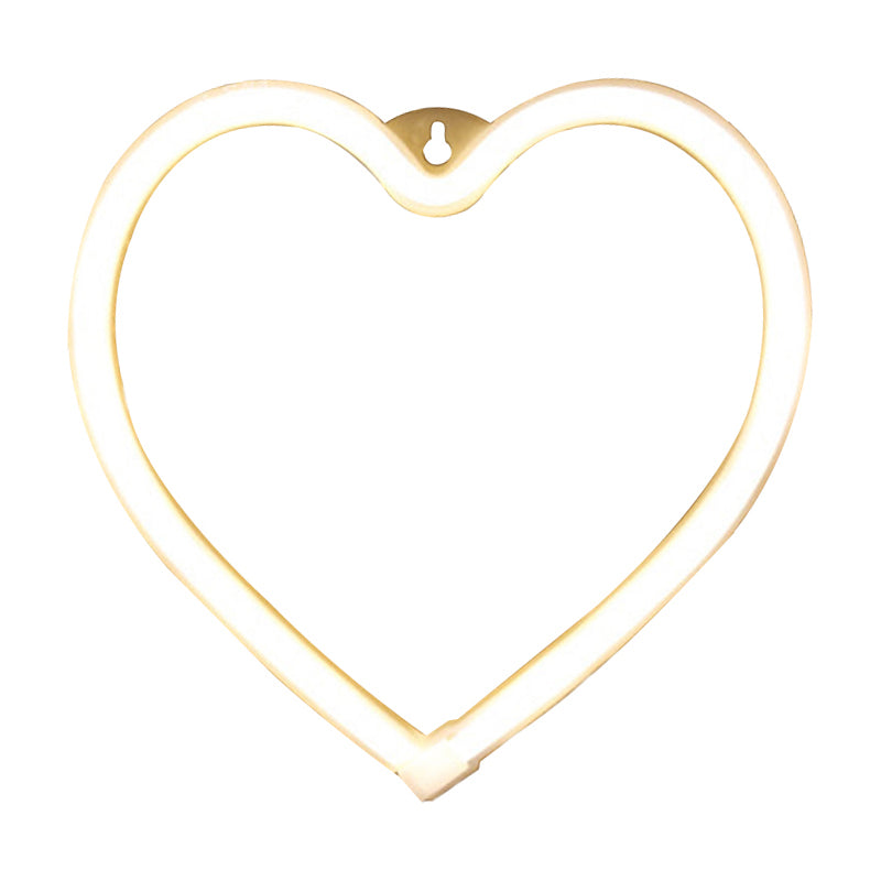 Cartoon Style Heart Shaped Led Night Lamp - White Wall Nightstand Lighting With Usb Plug-In Cord