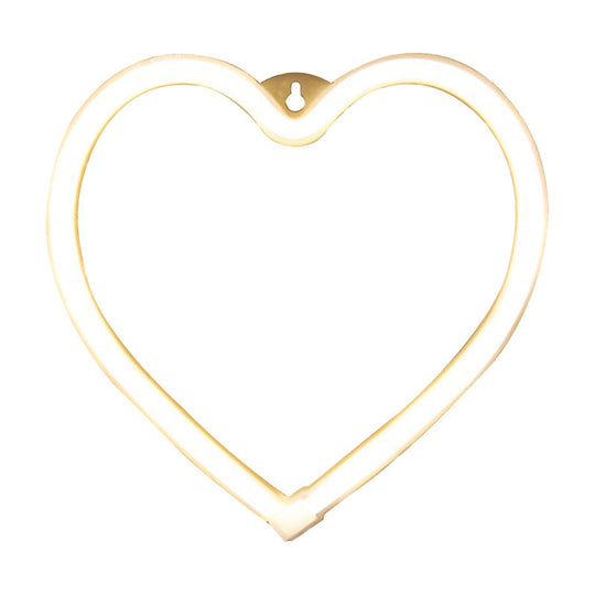 Cartoon Style Heart Shaped Led Night Lamp - White Wall Nightstand Lighting With Usb Plug-In Cord