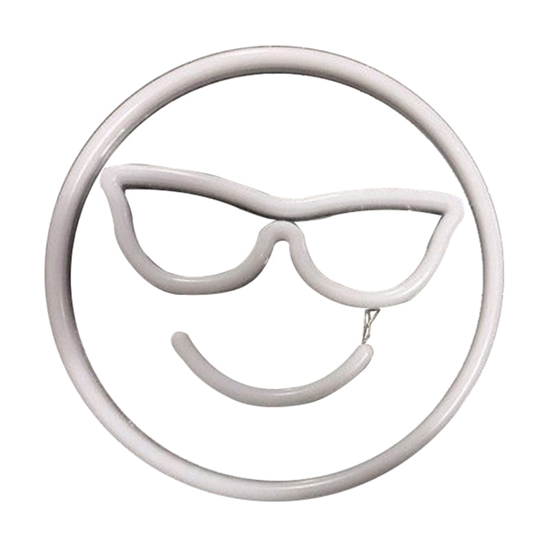 Mini Usb-Powered Led Smiley Nightstand Light - Contemporary White Plastic Wall Lamp