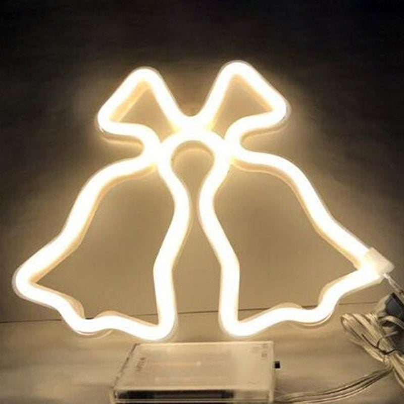 Cartoon Style White Jingle Bell Nightstand Lamp: Mini Led Plastic Wall Lighting