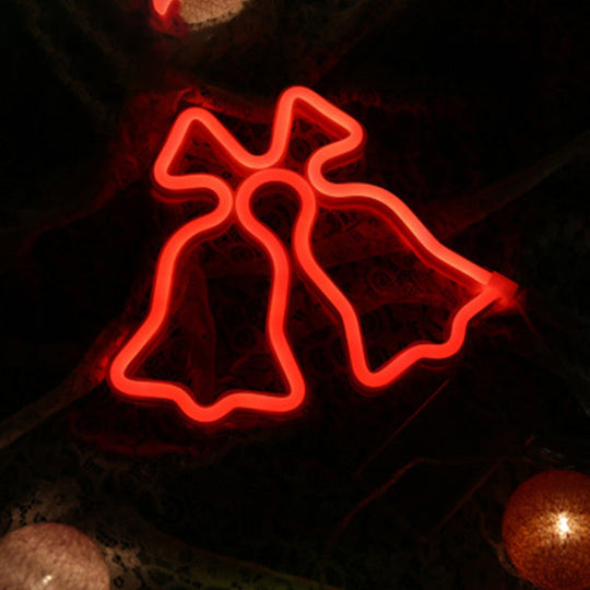 Cartoon Style White Jingle Bell Nightstand Lamp: Mini Led Plastic Wall Lighting