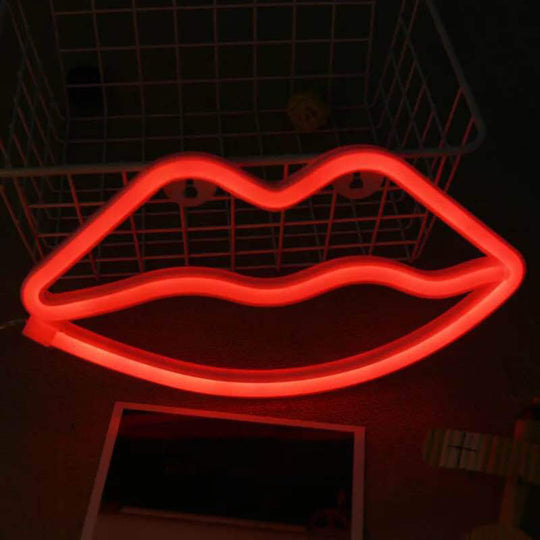 Childrens Red Lip Nightstand Light - Contemporary Led Plastic Wall Lighting For Fun And Modern Rooms