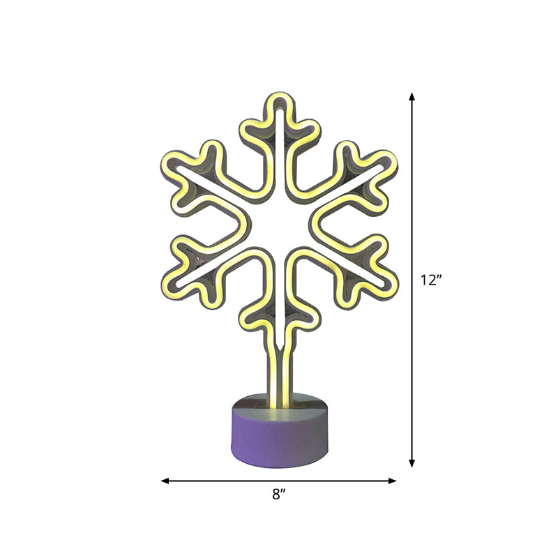 Mini Snowflake Led Nightstand Lamp - Modern Style White Battery-Powered