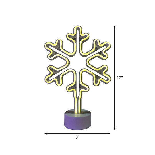 Mini Snowflake Led Nightstand Lamp - Modern Style White Battery-Powered