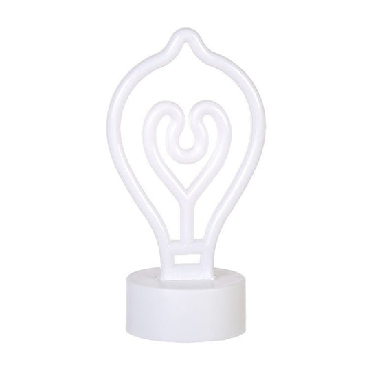 Led Cartoon Table Lamp With Battery Operation And Plastic Shade - White Bulb Shape
