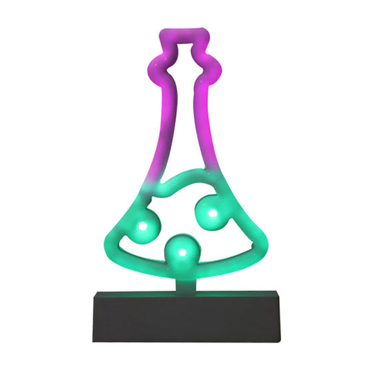 Modern Led Geometrical Nightstand Lamp - White Plastic Bedside Light For Bedroom