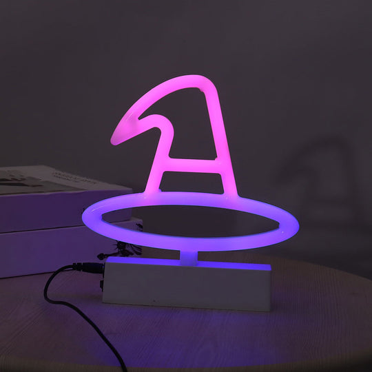 Modern Led Geometrical Nightstand Lamp - White Plastic Bedside Light For Bedroom / C