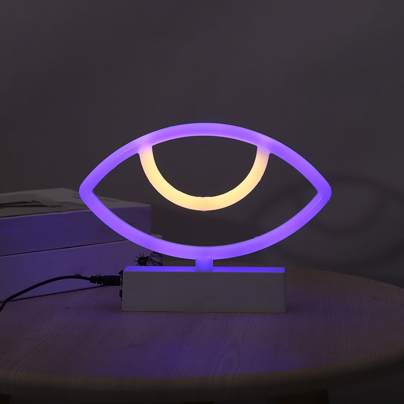 Modern Led Geometrical Nightstand Lamp - White Plastic Bedside Light For Bedroom / D