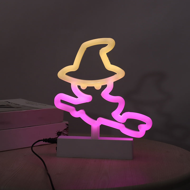 Modern Led Geometrical Nightstand Lamp - White Plastic Bedside Light For Bedroom / E