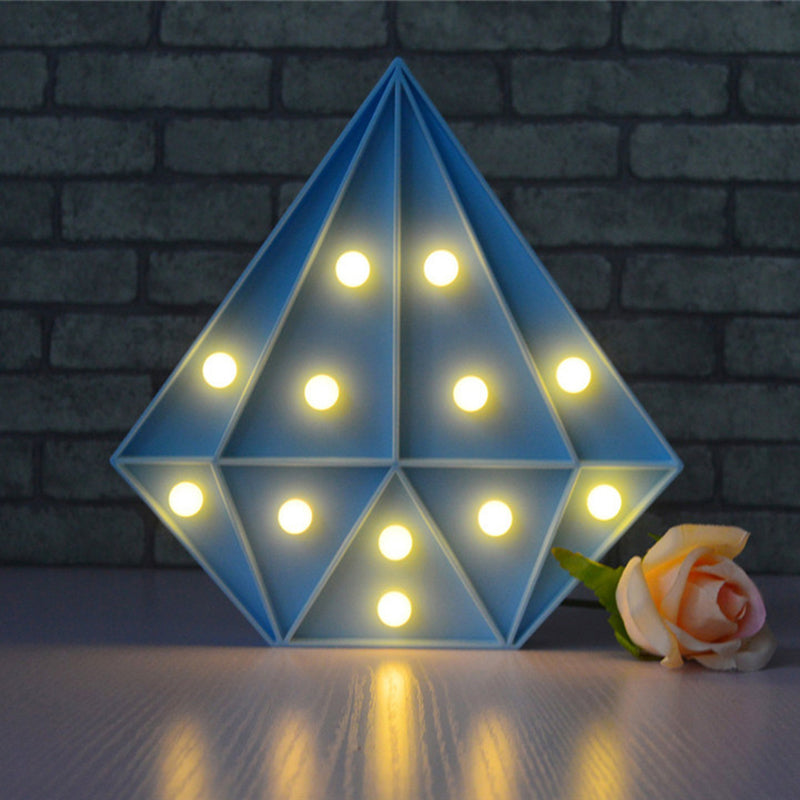 Contemporary Diamond Led Wall Night Light - Battery Operated Blue