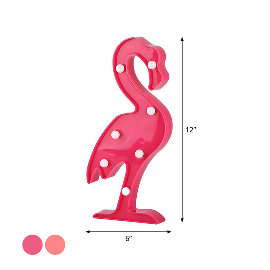 Modern Flamingo Night Lamp - Pink Plastic Finish Battery Led Wall Light