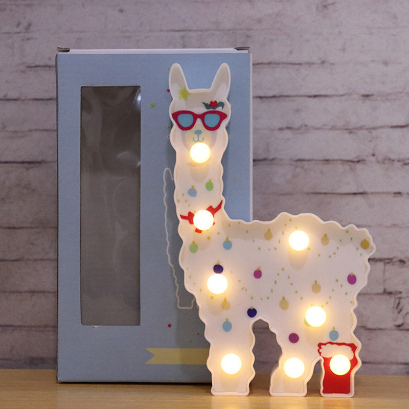 Alpaca Led Wall Night Lamp For Girls Room - Battery Operated And Contemporary Design