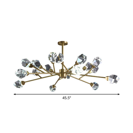 Modern Crystal Block Brass Chandelier - 9/12/18-Light Suspension Pendant For Family Room