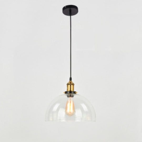 Farmhouse Style Glass Pendant Light With Geometric Shade For Dining Room Ceiling Clear / D