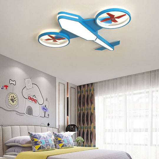 Cartoon Propeller Plane Led Ceiling Lamp - Acrylic Theme Park Shop Flush Light