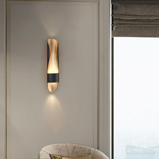 Contemporary Black Led Metal Wall Sconce With Twisted Tube Design