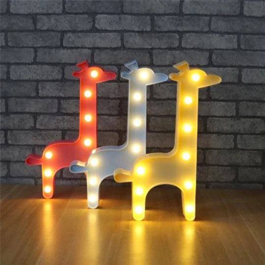 Cartoon Giraffe Led Nightlight For Bedside - Plastic Wall-Mounted Nightstand Lamp