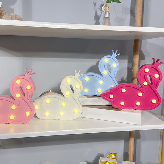 Contemporary Led Swan Wall Night Lamp For Childrens Bedroom