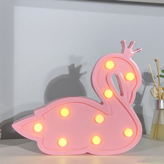 Contemporary Led Swan Wall Night Lamp For Childrens Bedroom Pink