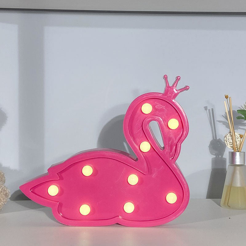Contemporary Led Swan Wall Night Lamp For Childrens Bedroom Red