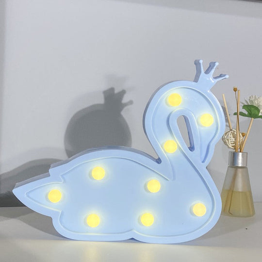 Contemporary Led Swan Wall Night Lamp For Childrens Bedroom Blue