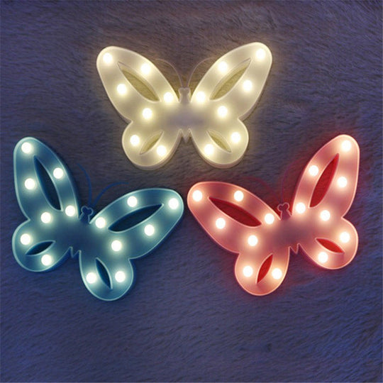 Nordic Butterfly Led Wall Night Lamp - Plastic Nightstand Lighting For Girls Bedroom